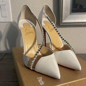 Size 41 White/Silver Spiked Christian Louboutin
